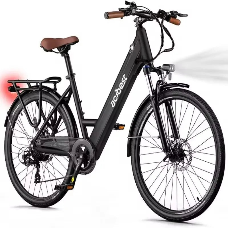 26" elektrische stadsfiets, borstelloze motor van 750 W, 7 versnellingen, bereik van 80 km