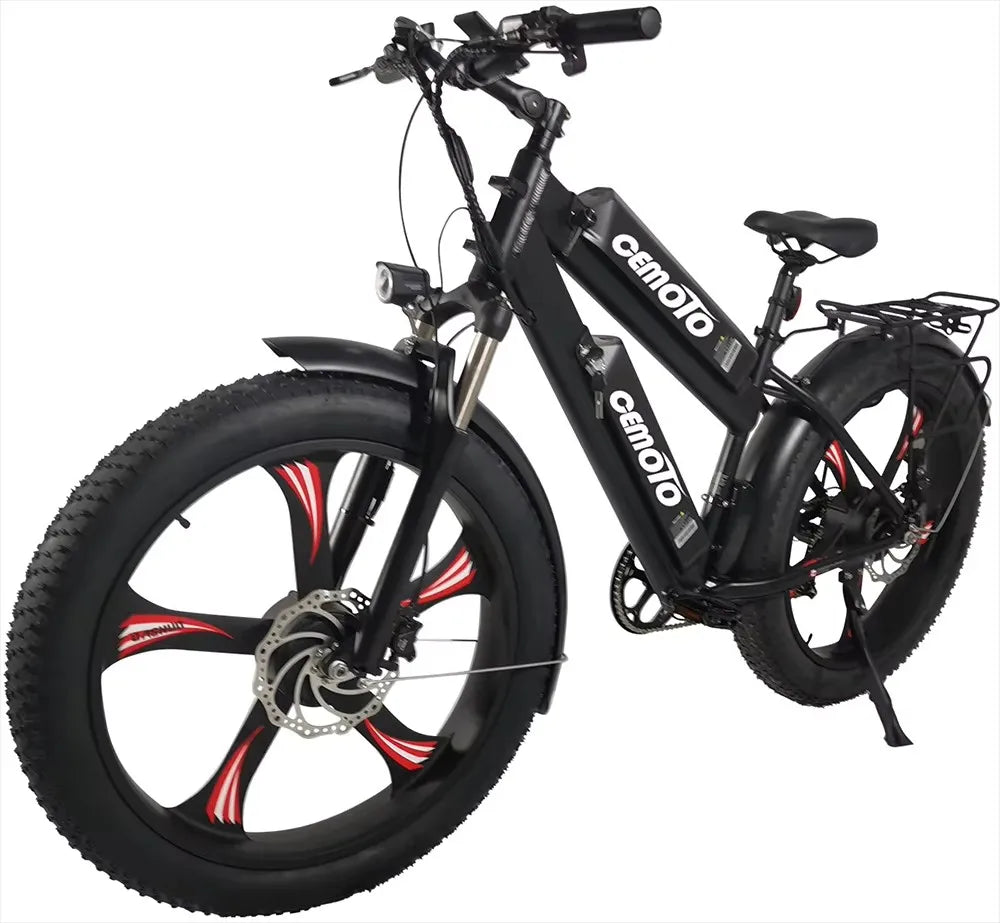 Super powerful electric bike equipped with dual 48V batteries, two 500W motors each, 7 speeds and wide 26-inch tires