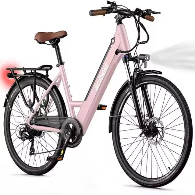 26" elektrische stadsfiets, borstelloze motor van 750 W, 7 versnellingen, bereik van 80 km